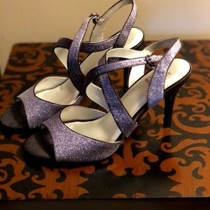 Silver high heeled sandals